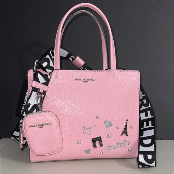 NEW Karl Lagerfeld Pink Paris Tote WITH STRAP